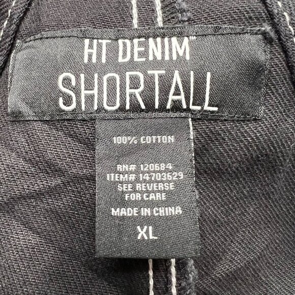 New HT Denim Shortalls Black Denim Bib Overalls SZ XL - Picture 10 of 12